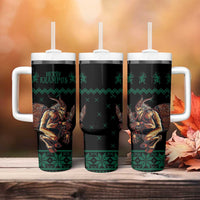 Merry Krampus Creepy Christmas Holiday Tumbler With Handle Green Version - Wonder Print Shop