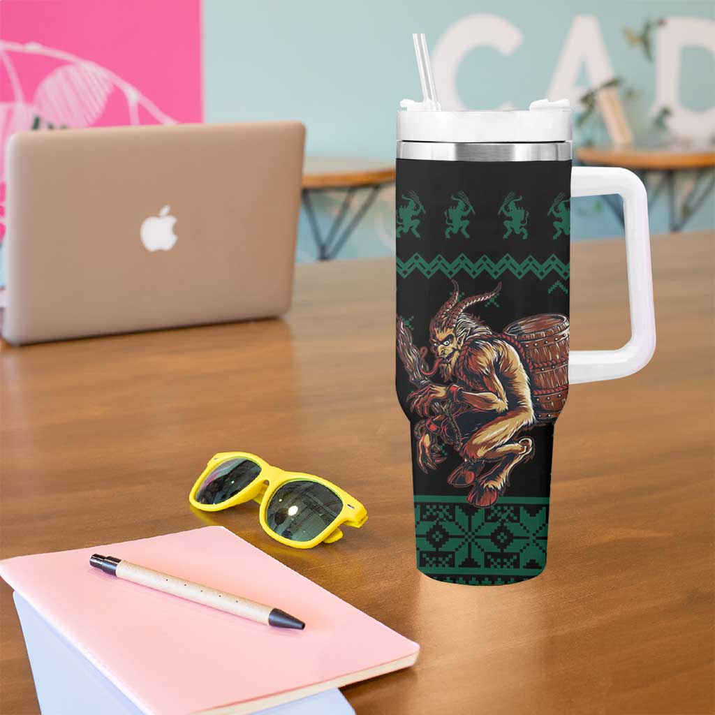 Merry Krampus Creepy Christmas Holiday Tumbler With Handle Green Version - Wonder Print Shop