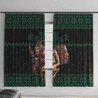 Merry Krampus Creepy Christmas Holiday Window Curtain Green Version - Wonder Print Shop