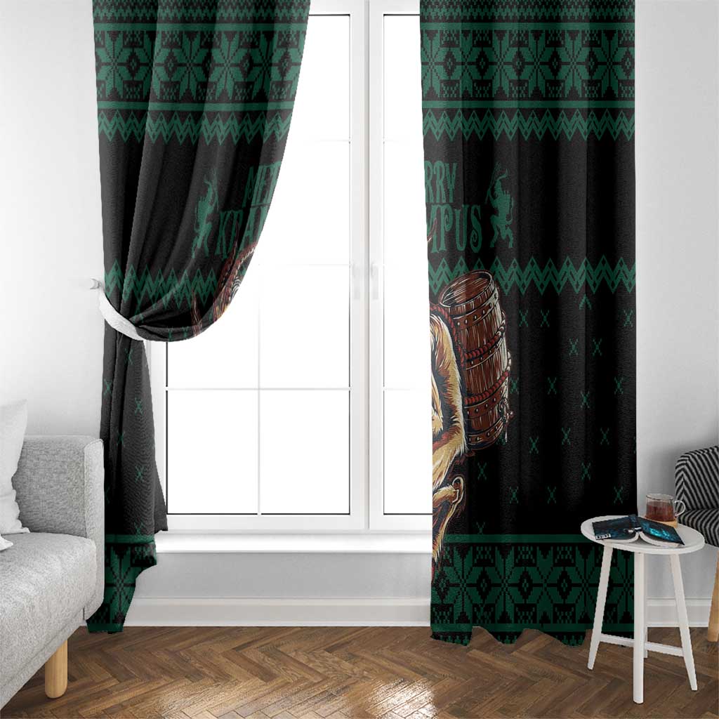 Merry Krampus Creepy Christmas Holiday Window Curtain Green Version - Wonder Print Shop