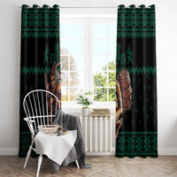 Merry Krampus Creepy Christmas Holiday Window Curtain Green Version - Wonder Print Shop