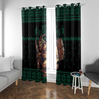 Merry Krampus Creepy Christmas Holiday Window Curtain Green Version - Wonder Print Shop