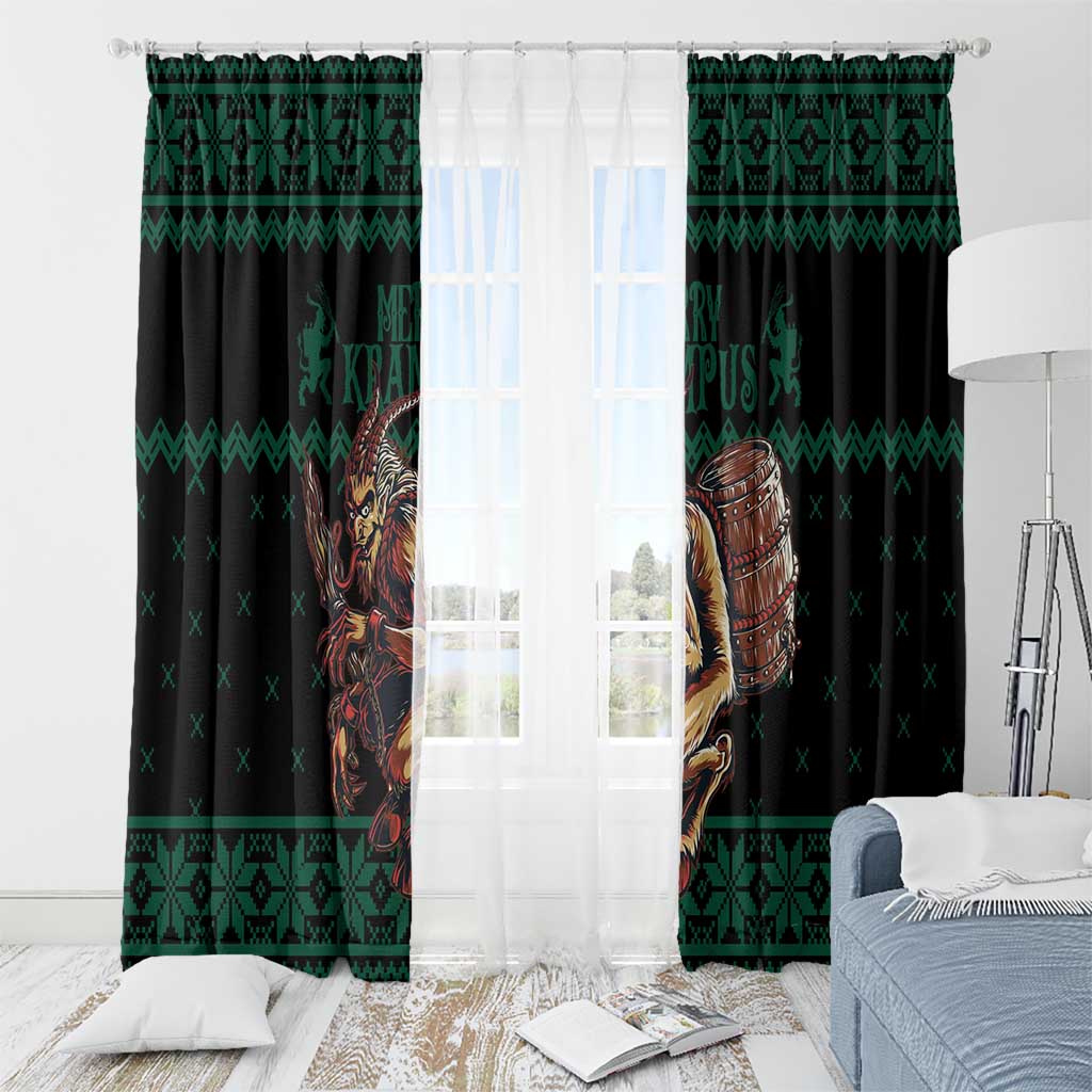 Merry Krampus Creepy Christmas Holiday Window Curtain Green Version - Wonder Print Shop