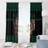 Merry Krampus Creepy Christmas Holiday Window Curtain Green Version - Wonder Print Shop