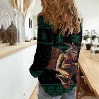 Merry Krampus Creepy Christmas Holiday Women Casual Shirt Green Version - Wonder Print Shop
