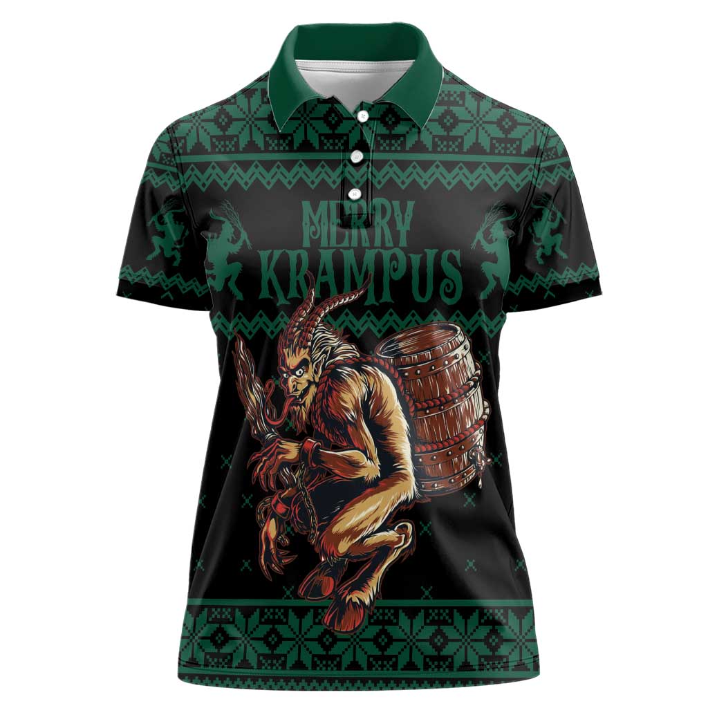 Merry Krampus Creepy Christmas Holiday Women Polo Shirt Green Version - Wonder Print Shop