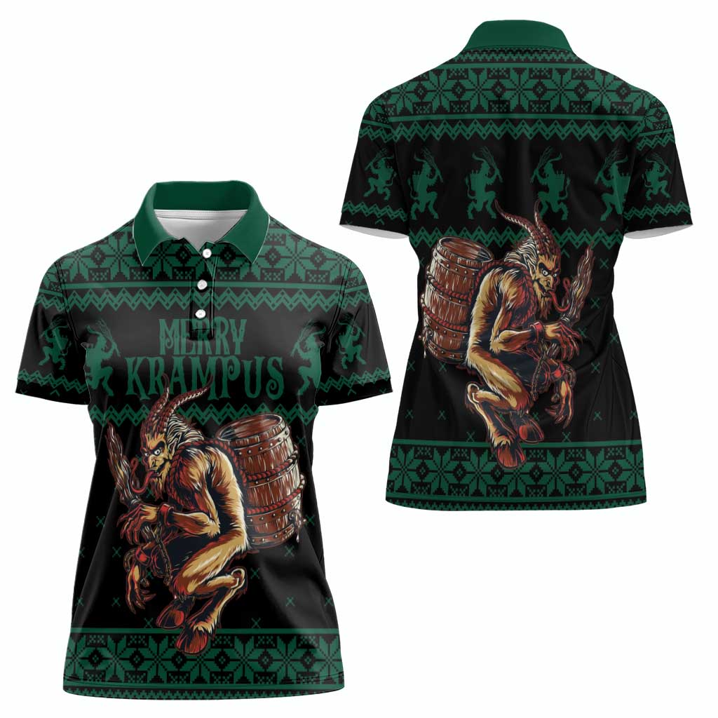 Merry Krampus Creepy Christmas Holiday Women Polo Shirt Green Version - Wonder Print Shop
