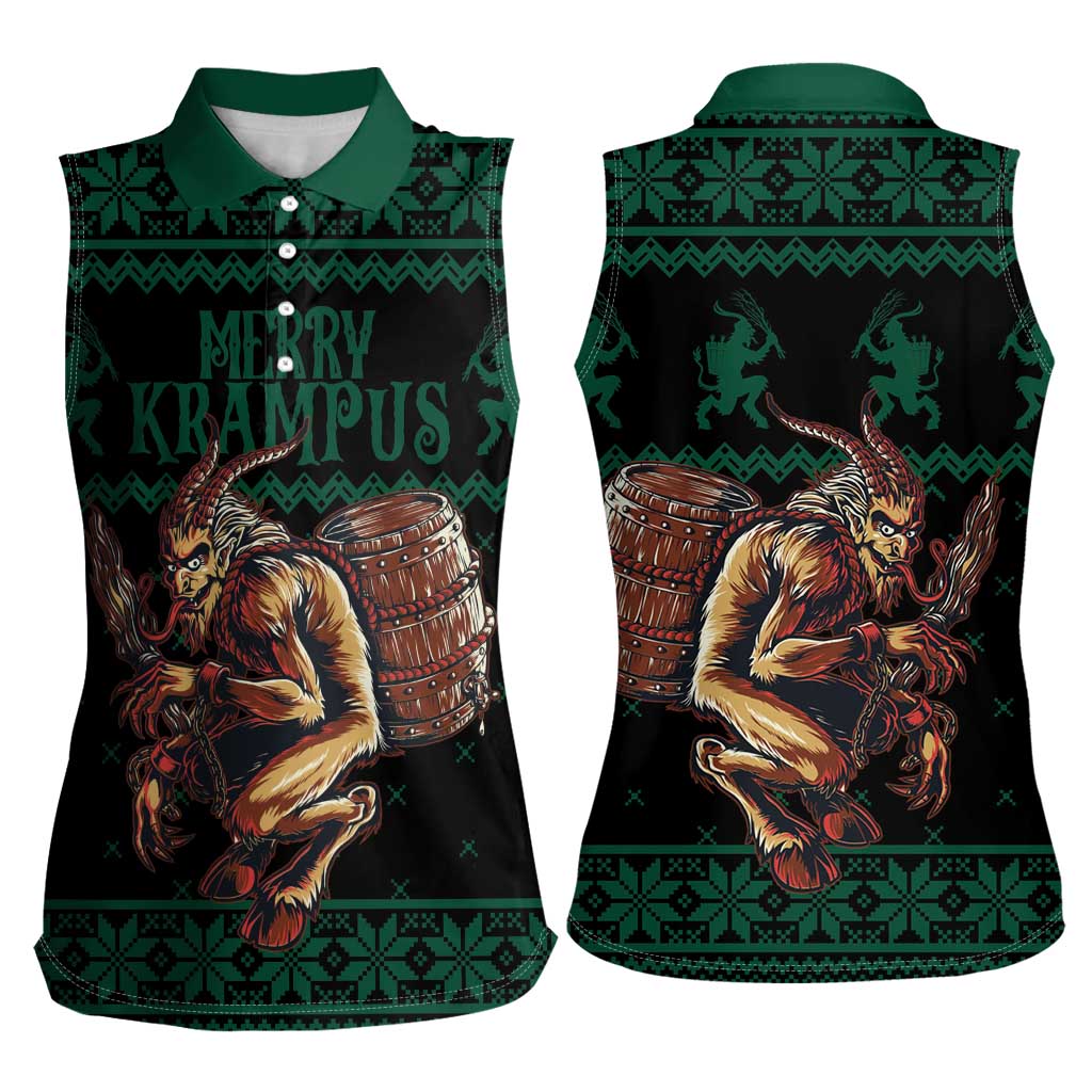 Merry Krampus Creepy Christmas Holiday Women Sleeveless Polo Shirt Green Version - Wonder Print Shop