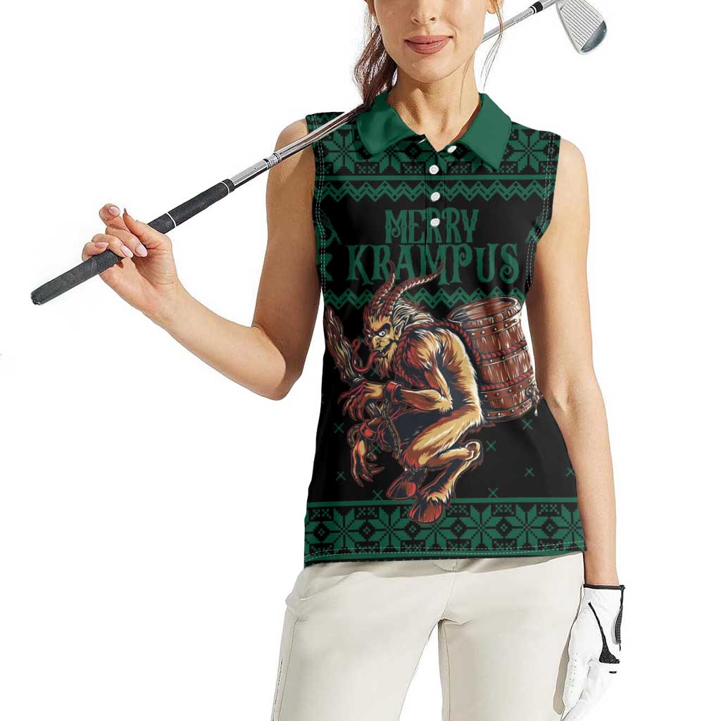 Merry Krampus Creepy Christmas Holiday Women Sleeveless Polo Shirt Green Version - Wonder Print Shop