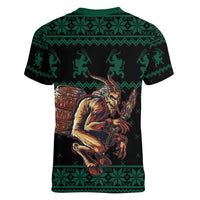 Merry Krampus Creepy Christmas Holiday Women V-Neck T-Shirt Green Version - Wonder Print Shop