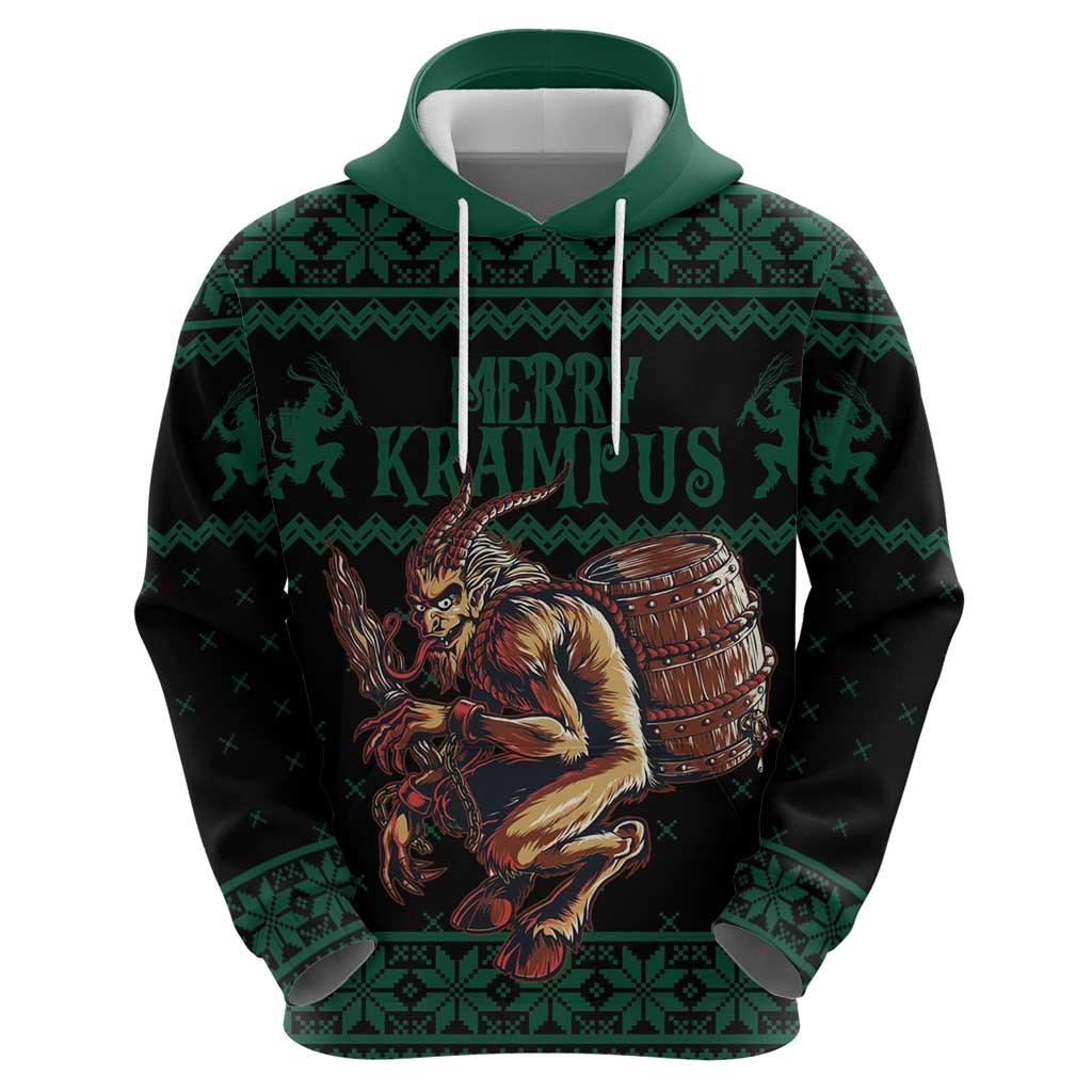 Merry Krampus Creepy Christmas Holiday Zip Hoodie Green Version - Wonder Print Shop