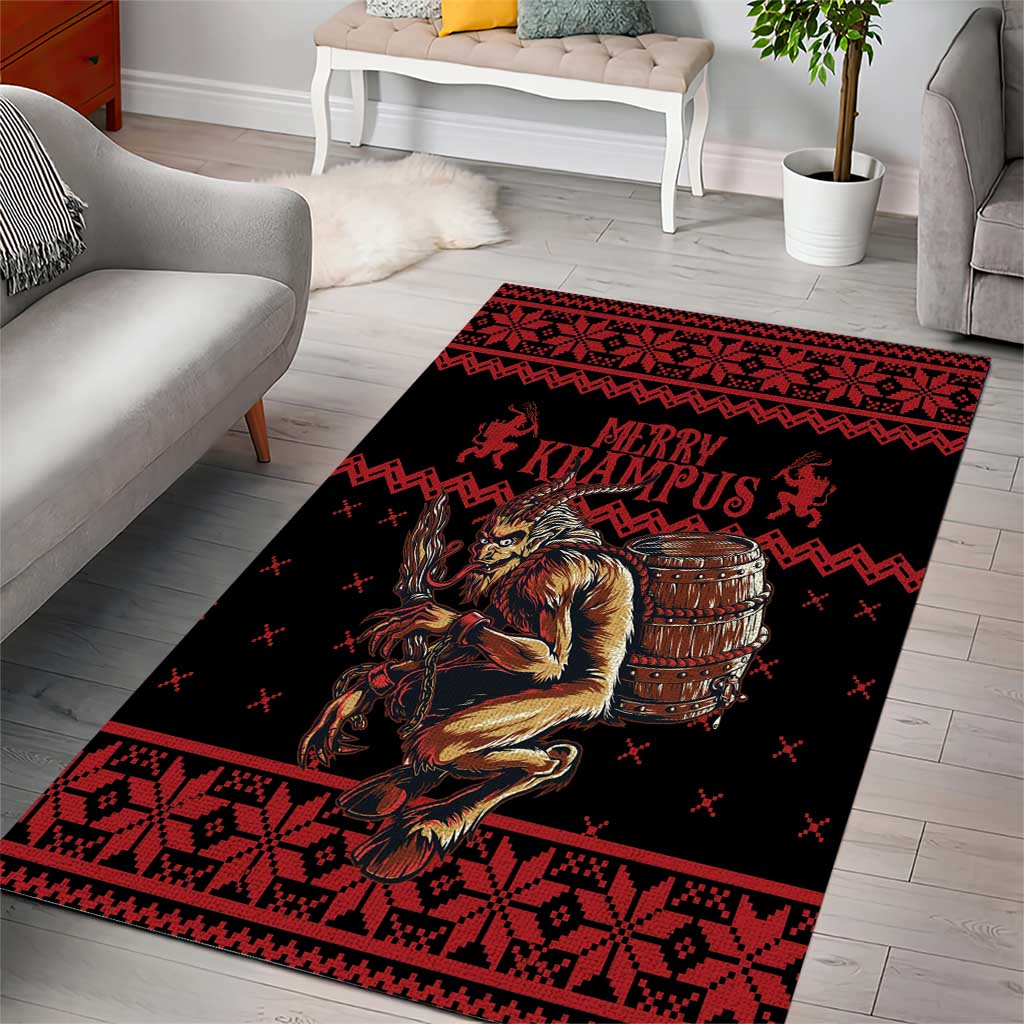 Merry Krampus Creepy Christmas Holiday Area Rug Red Version - Wonder Print Shop