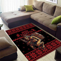 Merry Krampus Creepy Christmas Holiday Area Rug Red Version - Wonder Print Shop