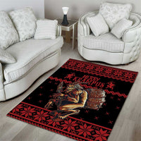 Merry Krampus Creepy Christmas Holiday Area Rug Red Version - Wonder Print Shop
