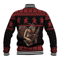 Merry Krampus Creepy Christmas Holiday Baseball Jacket Red Version - Wonder Print Shop