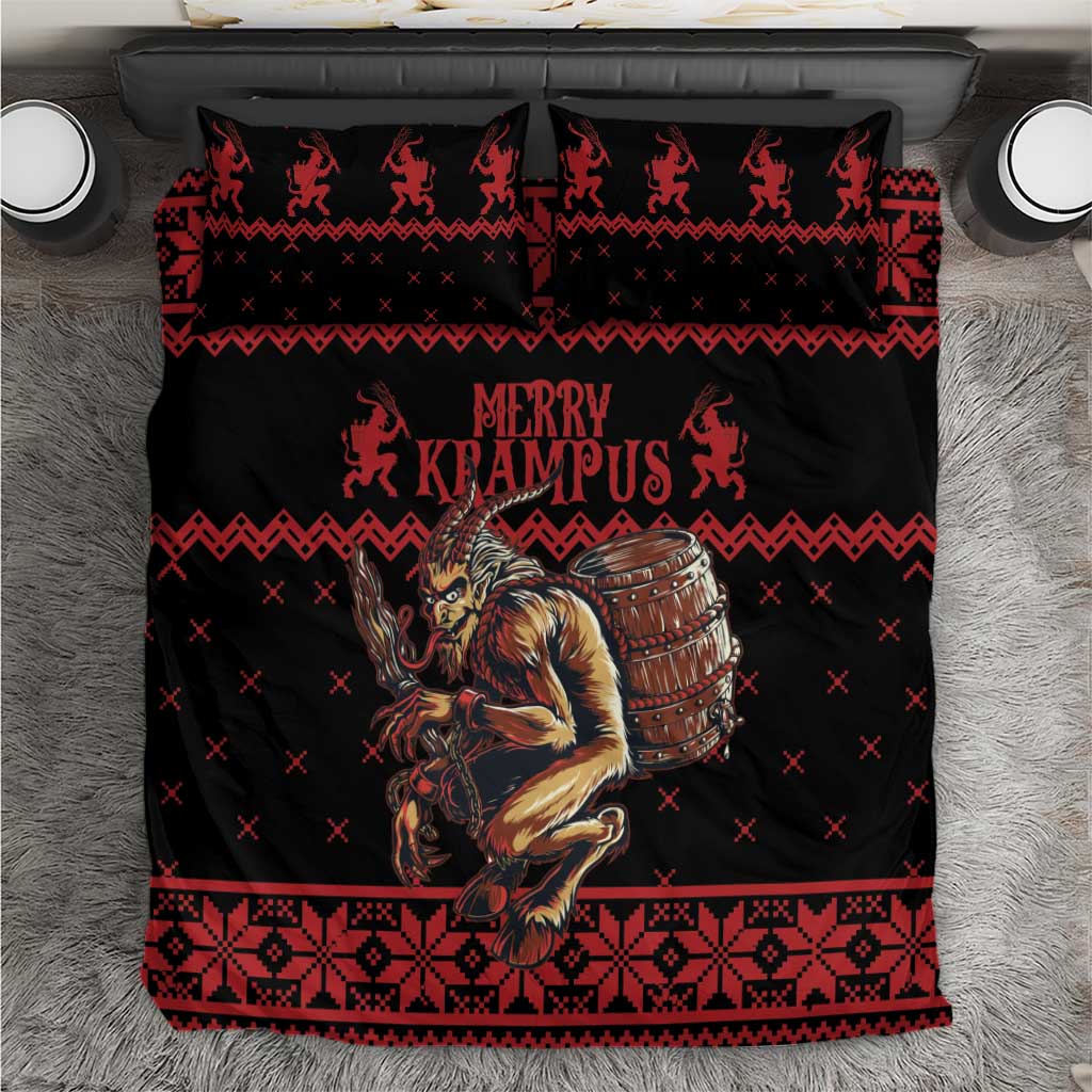 Merry Krampus Creepy Christmas Holiday Bedding Set Red Version - Wonder Print Shop