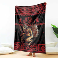 Merry Krampus Creepy Christmas Holiday Blanket Red Version