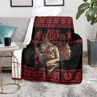 Merry Krampus Creepy Christmas Holiday Blanket Red Version