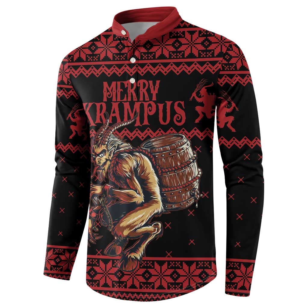 Merry Krampus Creepy Christmas Holiday Button Sweatshirt Red Version - Wonder Print Shop