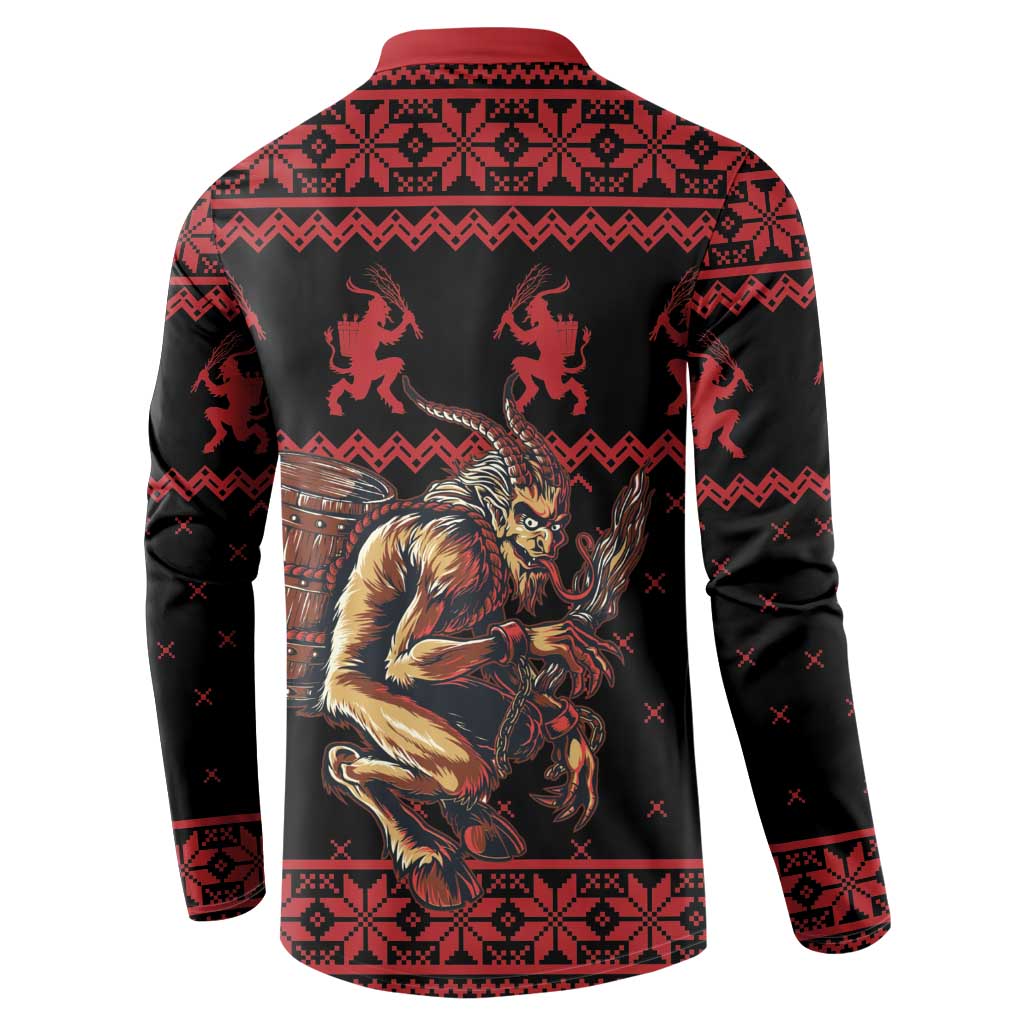 Merry Krampus Creepy Christmas Holiday Button Sweatshirt Red Version - Wonder Print Shop