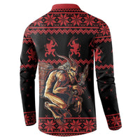 Merry Krampus Creepy Christmas Holiday Button Sweatshirt Red Version - Wonder Print Shop