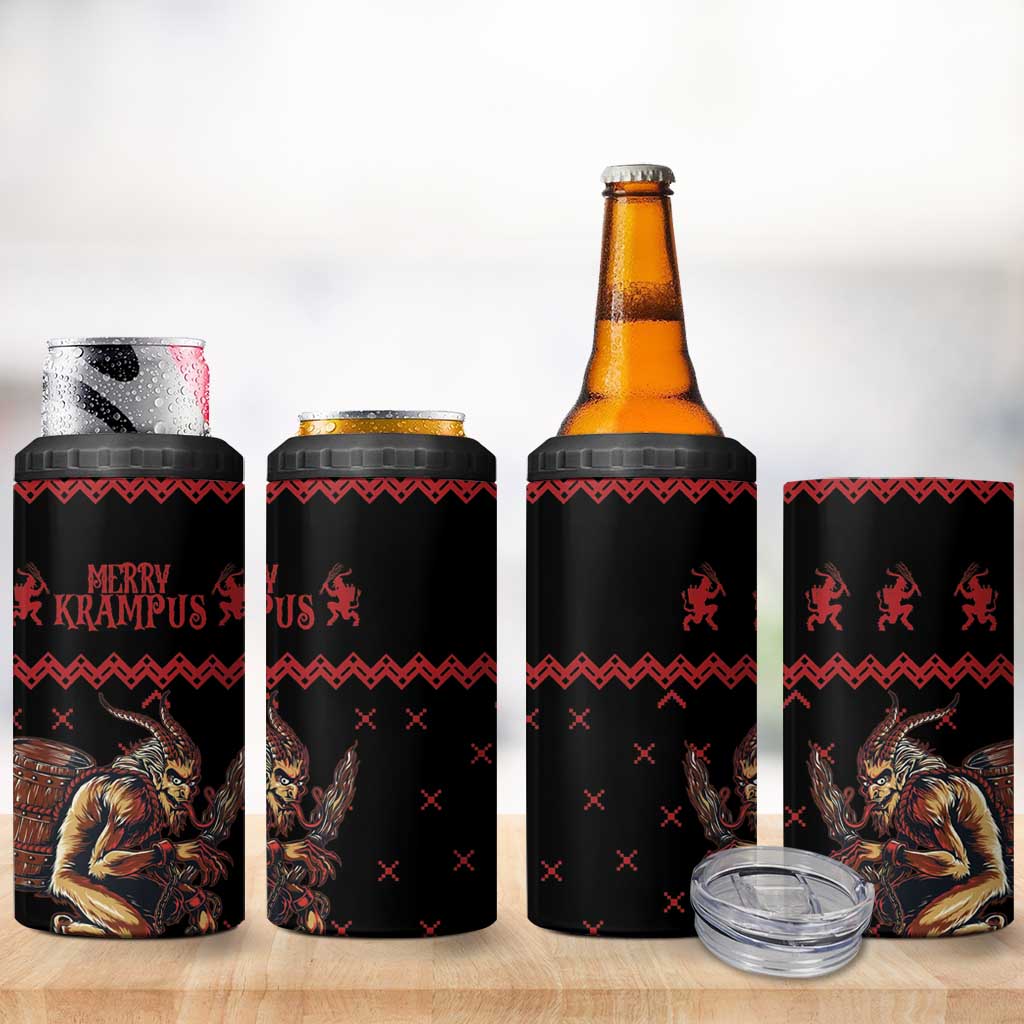 Merry Krampus Creepy Christmas Holiday 4 in 1 Can Cooler Tumbler Red Version - Wonder Print Shop