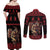 Merry Krampus Creepy Christmas Holiday Couples Matching Off Shoulder Maxi Dress and Long Sleeve Button Shirt Red Version - Wonder Print Shop