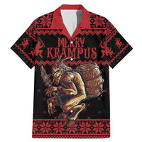 Merry Krampus Creepy Christmas Holiday Family Matching Mermaid Dress and Hawaiian Shirt Red Version - Wonder Print Shop