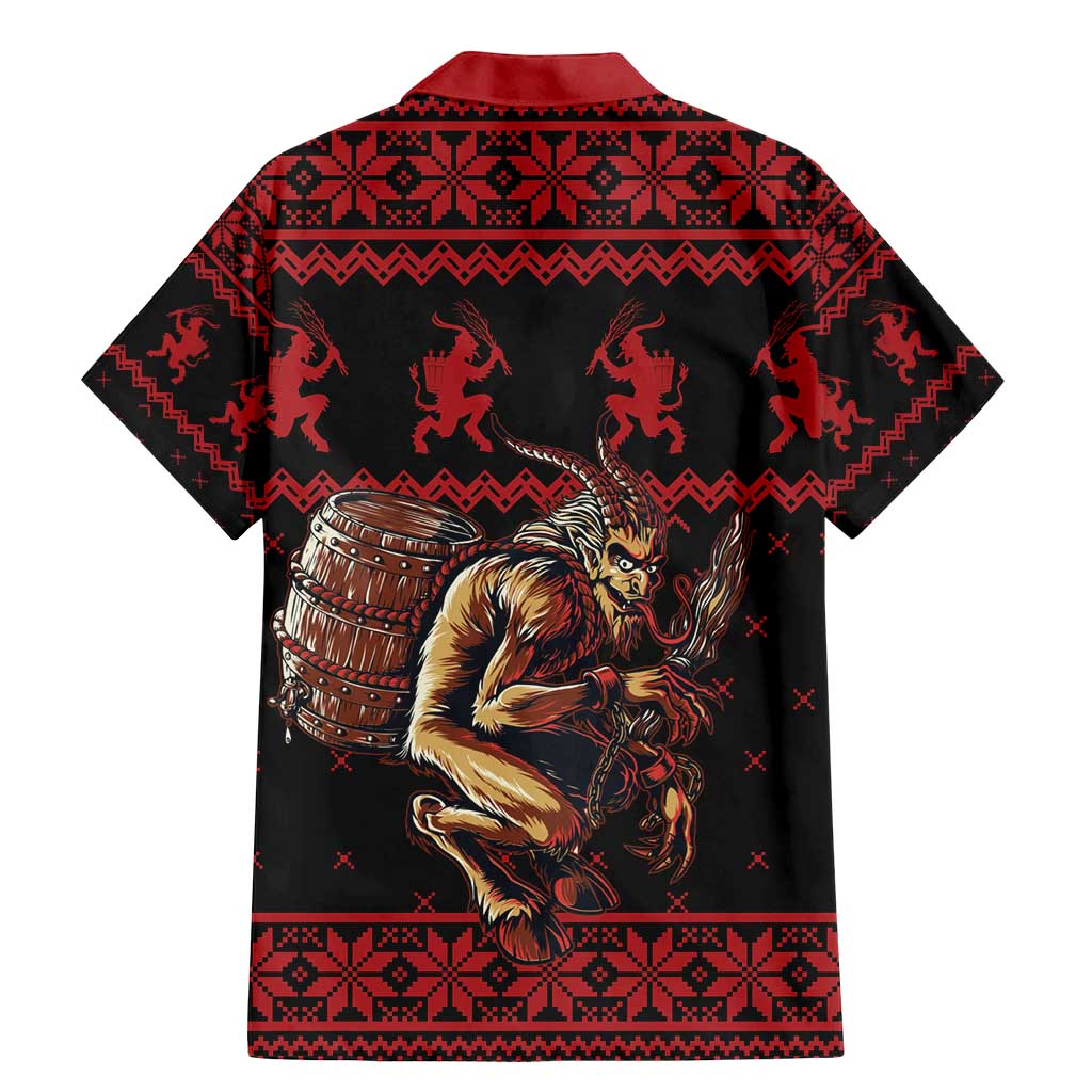 Merry Krampus Creepy Christmas Holiday Family Matching Mermaid Dress and Hawaiian Shirt Red Version - Wonder Print Shop
