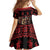 Merry Krampus Creepy Christmas Holiday Family Matching Off Shoulder Short Dress and Hawaiian Shirt Red Version - Wonder Print Shop