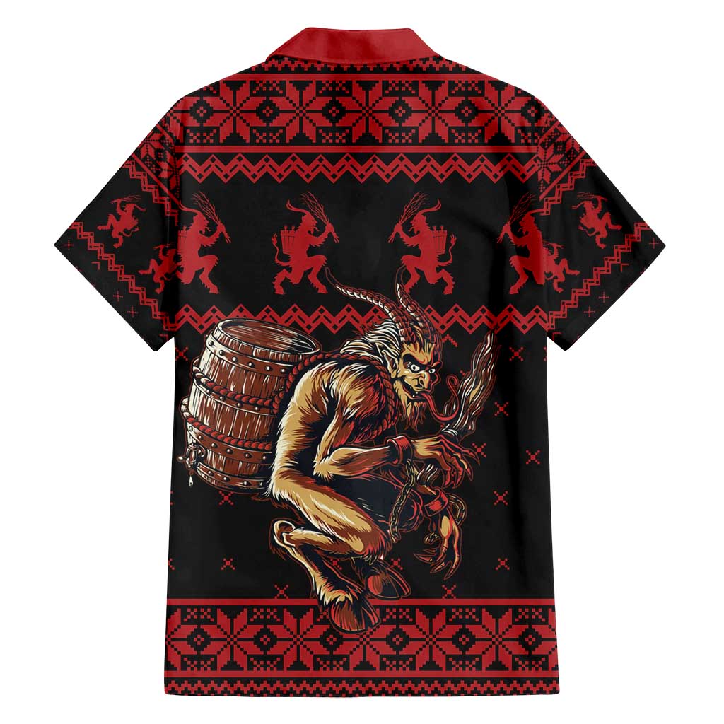 Merry Krampus Creepy Christmas Holiday Family Matching Off Shoulder Short Dress and Hawaiian Shirt Red Version - Wonder Print Shop