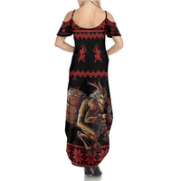 Merry Krampus Creepy Christmas Holiday Family Matching Summer Maxi Dress and Hawaiian Shirt Red Version - Wonder Print Shop