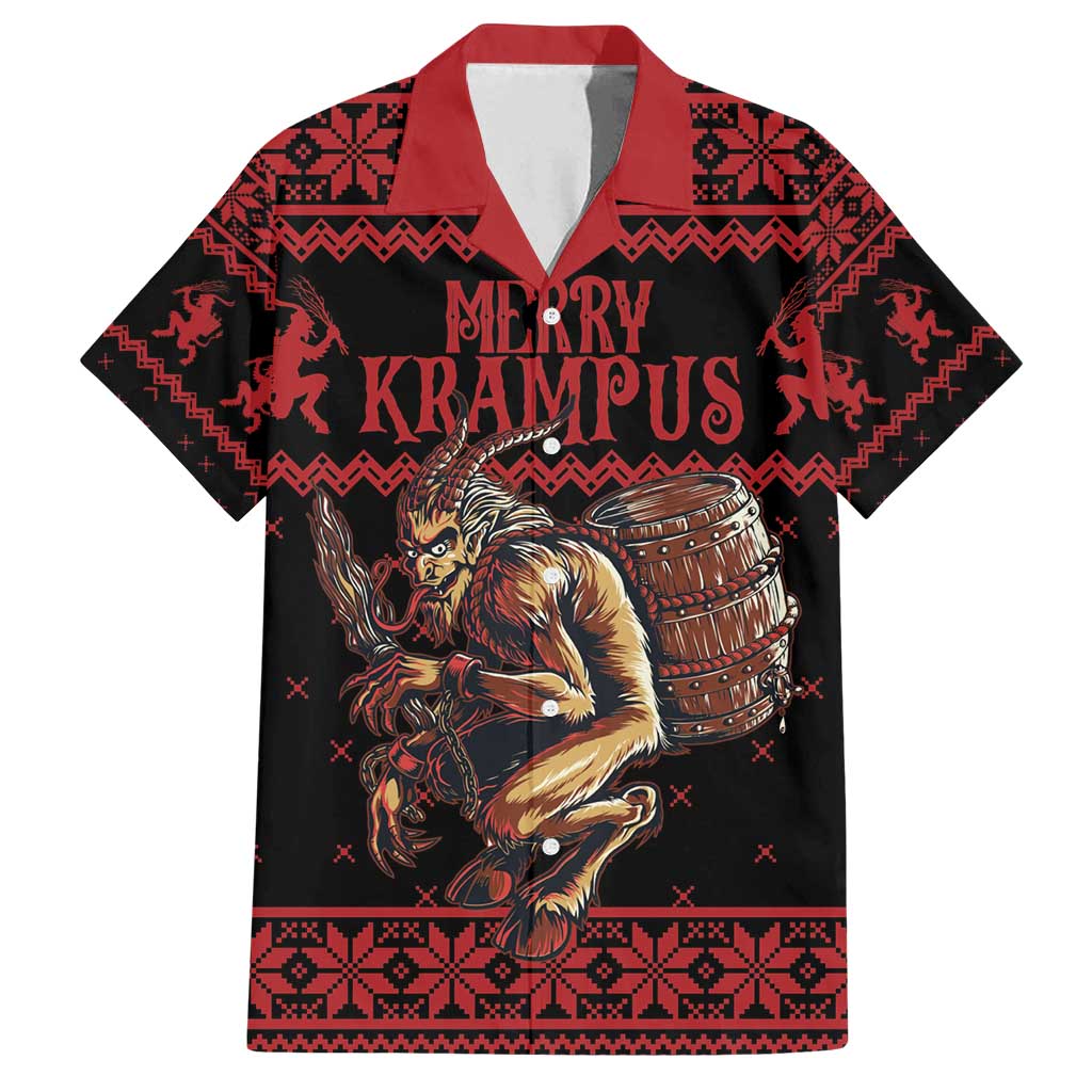 Merry Krampus Creepy Christmas Holiday Family Matching Tank Maxi Dress and Hawaiian Shirt Red Version - Wonder Print Shop