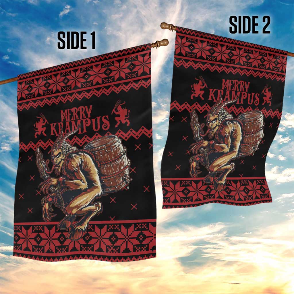 Merry Krampus Creepy Christmas Holiday Garden Flag Red Version - Wonder Print Shop