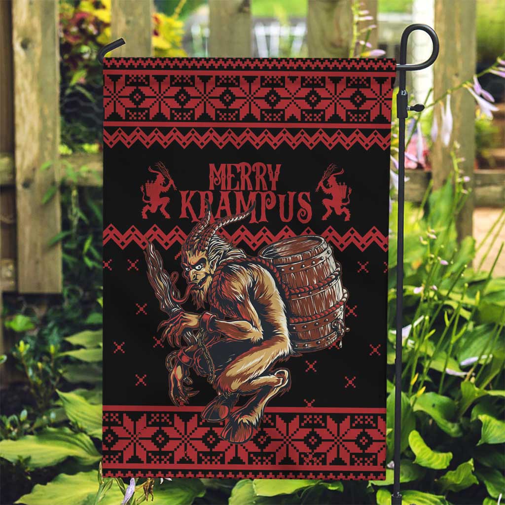 Merry Krampus Creepy Christmas Holiday Garden Flag Red Version - Wonder Print Shop