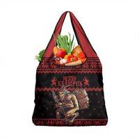 Merry Krampus Creepy Christmas Holiday Grocery Bag Red Version