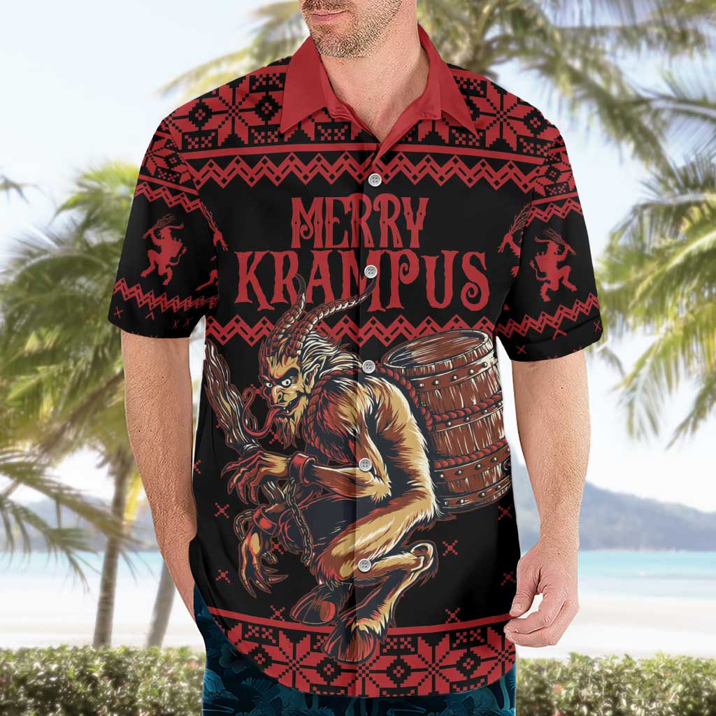 Merry Krampus Creepy Christmas Holiday Hawaiian Shirt Red Version - Wonder Print Shop