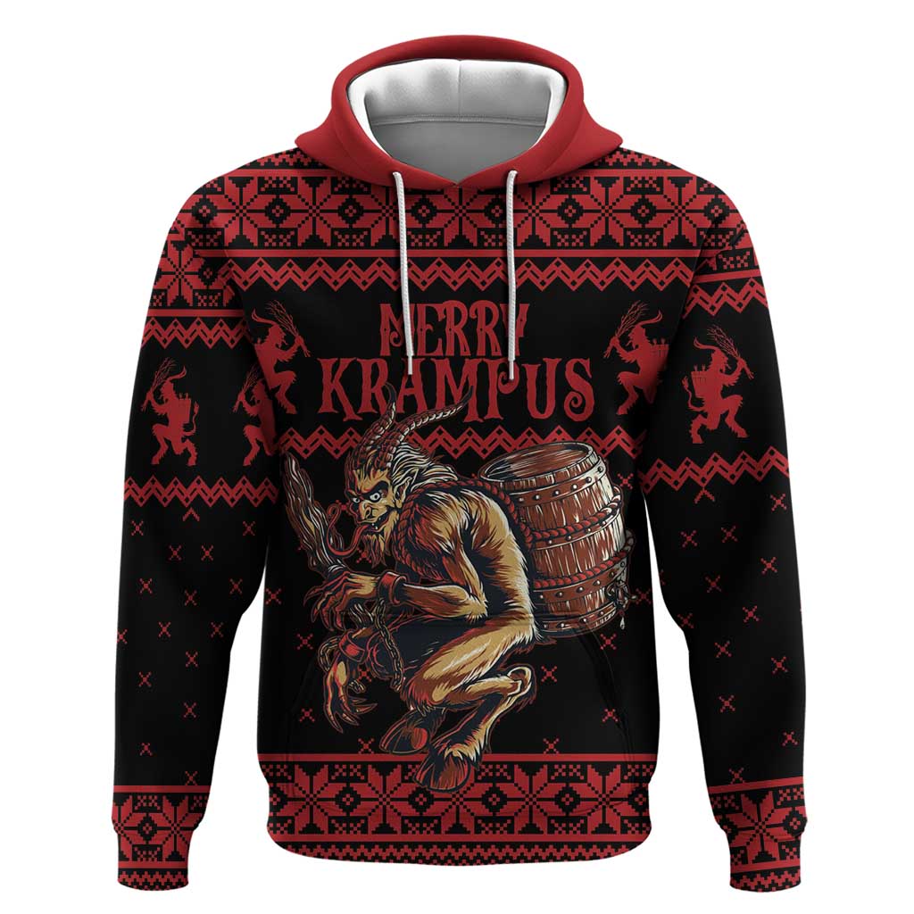 Merry Krampus Creepy Christmas Holiday Hoodie Red Version - Wonder Print Shop