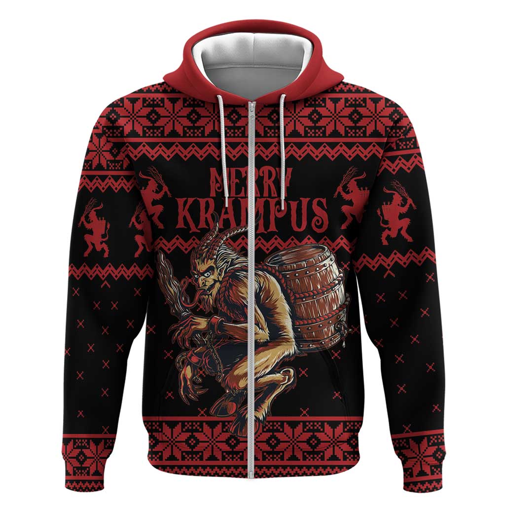 Merry Krampus Creepy Christmas Holiday Hoodie Red Version - Wonder Print Shop