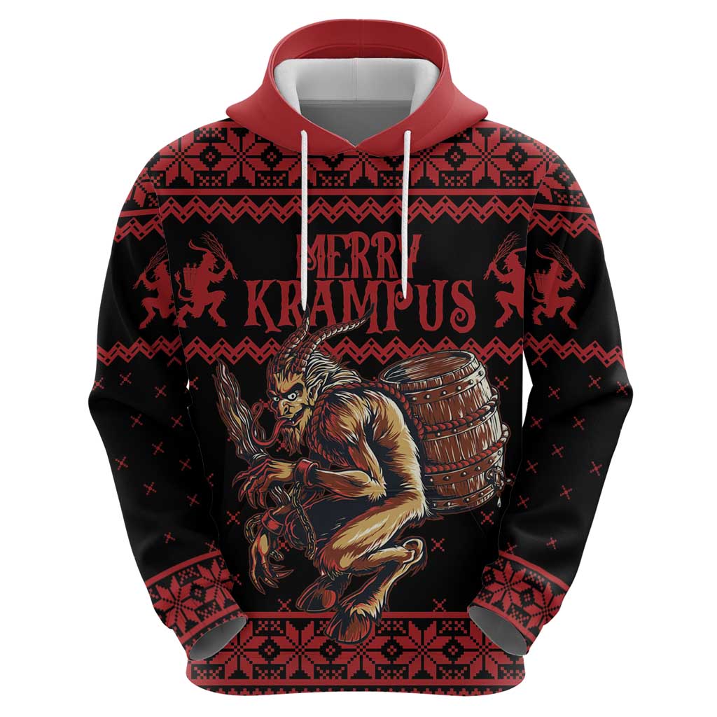 Merry Krampus Creepy Christmas Holiday Hoodie Red Version - Wonder Print Shop