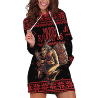 Merry Krampus Creepy Christmas Holiday Hoodie Dress Red Version - Wonder Print Shop