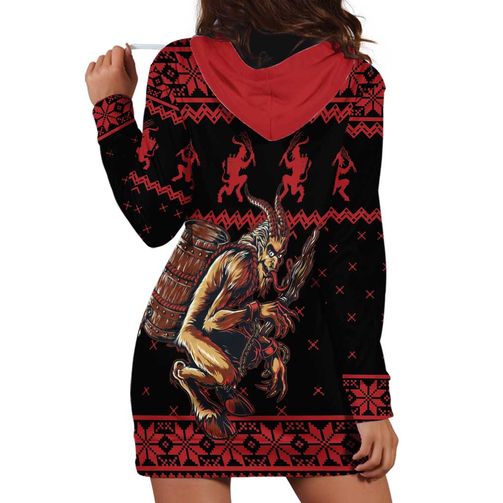 Merry Krampus Creepy Christmas Holiday Hoodie Dress Red Version - Wonder Print Shop