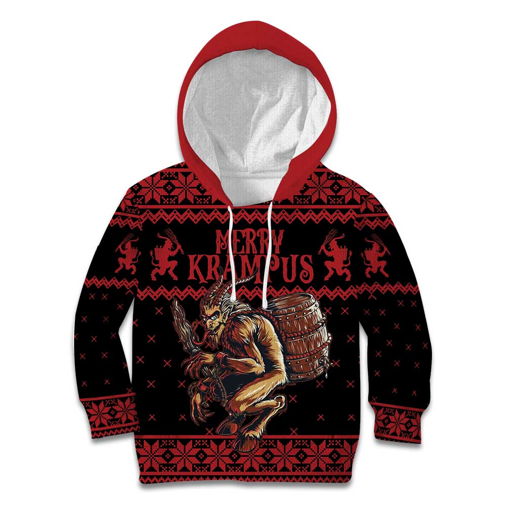 Merry Krampus Creepy Christmas Holiday Kid Hoodie Red Version - Wonder Print Shop