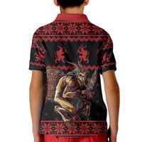 Merry Krampus Creepy Christmas Holiday Kid Polo Shirt Red Version - Wonder Print Shop