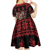 Merry Krampus Creepy Christmas Holiday Kid Short Sleeve Dress Red Version - Wonder Print Shop