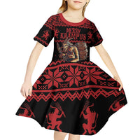 Merry Krampus Creepy Christmas Holiday Kid Short Sleeve Dress Red Version - Wonder Print Shop