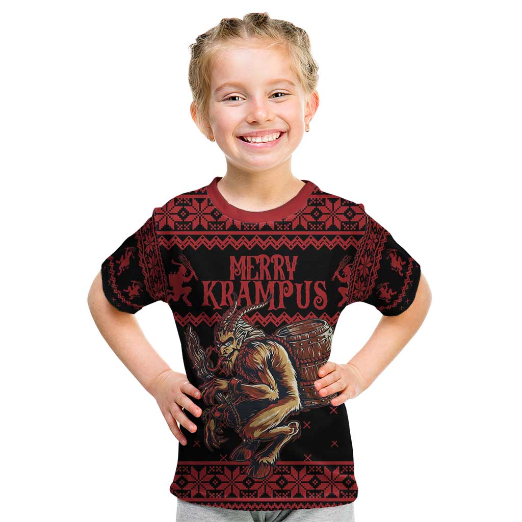 Merry Krampus Creepy Christmas Holiday Kid T Shirt Red Version - Wonder Print Shop