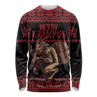 Merry Krampus Creepy Christmas Holiday Long Sleeve Shirt Red Version - Wonder Print Shop