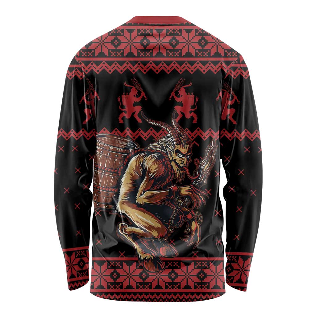 Merry Krampus Creepy Christmas Holiday Long Sleeve Shirt Red Version - Wonder Print Shop