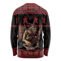 Merry Krampus Creepy Christmas Holiday Long Sleeve Shirt Red Version - Wonder Print Shop
